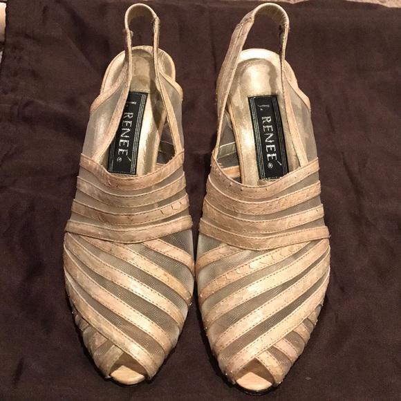 [J. Renee’] Sheer Mesh Creamy Tan Snakeskin Heel 8 - Picture 4 of 8
